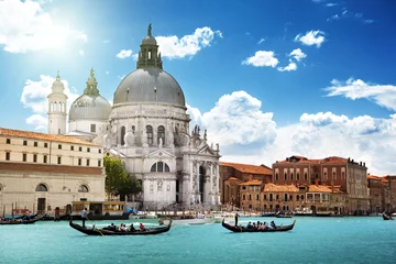 Foto auf Glas Canal Grande und Basilika Santa Maria della Salute, Venedig, Italien © Iakov Kalinin