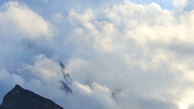 Matterhorn Shrouded by cloud motion time lapse, Zermatt