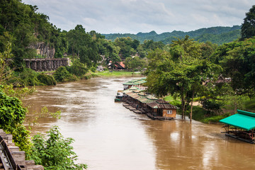View of Burma railwayand river Khwae (Kwai)