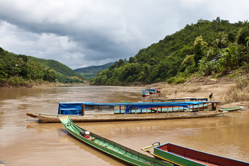 Naklejka premium Typical boats in Laos