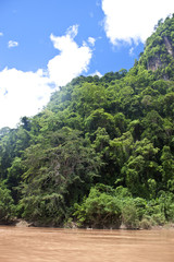 Obraz premium View from a boat on Nam Ou river, northern Laos