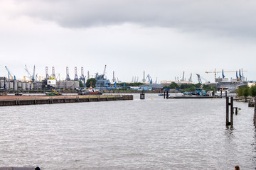 View of a port in Hamburg, Germany