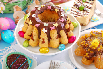 easter marble ring cake with butterfly sprinkles