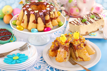 easter confectionery assortment with  marble ring cakes