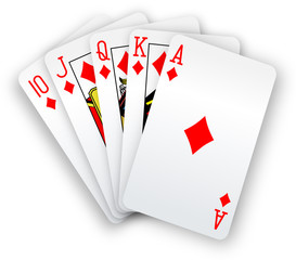 Poker cards Straight Flush Diamonds hand