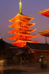 Sensoji-ji Red Japanese Temple in Asakusa, Tokyo, Japan
