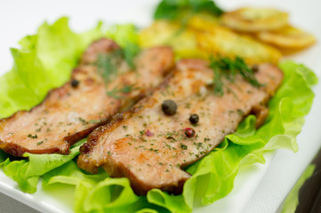 Fried bacon and potatoes