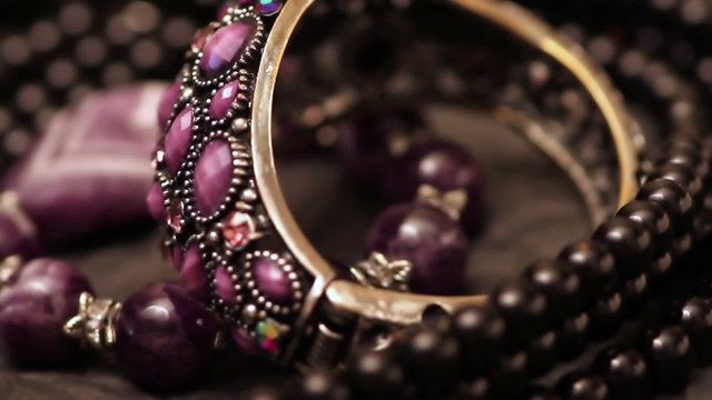 Various jewellery on the table