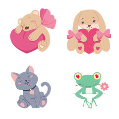 set of funny animals in a vector