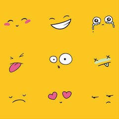 set of funny smiles in a vector