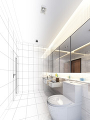 Naklejka na ściany i meble sketch design of interior bathroom