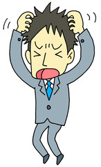 頭をかきむしる男性