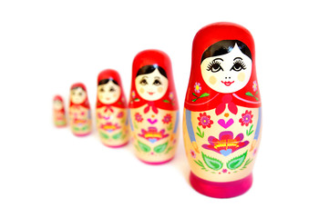 Russian toy matrioska isolated on white background