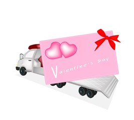 Tractor Trailer Flatbed Loading A Valentine Card