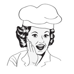 Lady Chef,  retro illustration