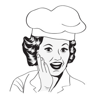 Lady Chef,  retro illustration