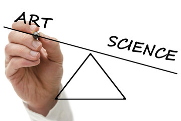 Seesaw showing an imbalance of art and science