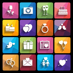 love icons set in flat style.
