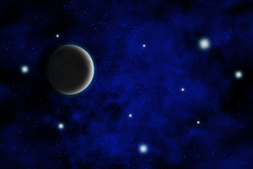 Obraz na płótnie Canvas Waning Moon and Stars