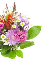 Colorful flowers bouquet isolated on white background