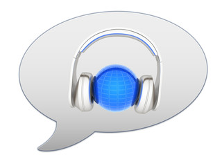 messenger window icon. 3d illustration of earth listening music