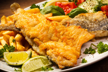 Fish dish - fried fish fillet and vegetables