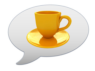 messenger window icon. Coffee cup on saucer