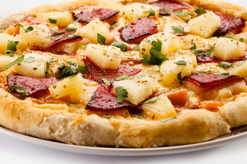 Pizza on white background