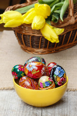 Bowl of traditional easter eggs