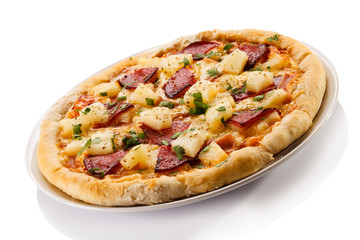 Pizza on white background