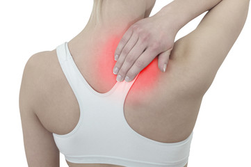 Acute pain in a woman neck. 