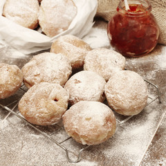 Fresh donuts with jam