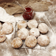 Fresh donuts with jam