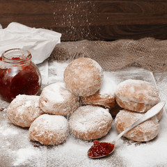 Fresh donuts with jam
