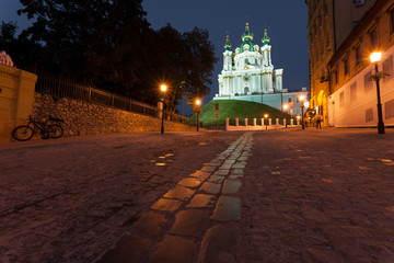 View to Andreevsky Church at night