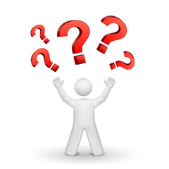 3d person looking up at question mark