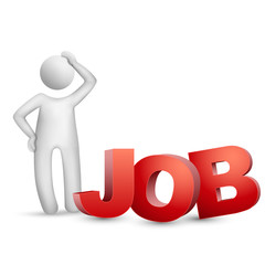 3d man thinking with a word 