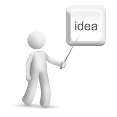 3d person pointing at an idea button