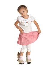 Emotional little girl on white