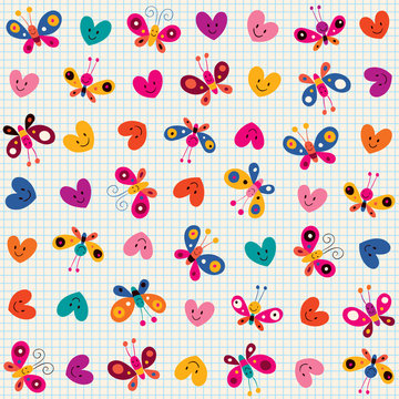 butterflies & hearts pattern