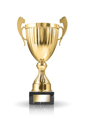 champion golden trophy isolated on white background