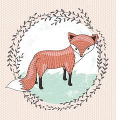 Cute little fox illustration for children.