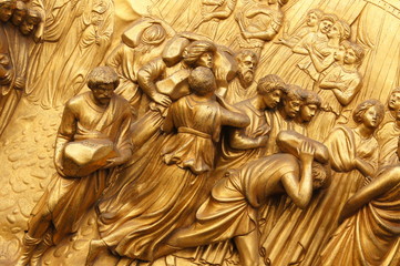 détail de la Porte du paradis sur le Baptistère Saint Jean