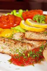 Tasty fish pike perch fillet