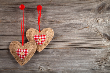 Heart over wooden background