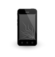 smartphone with broken display