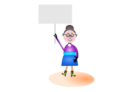 Sekret&auml;rin mit Schild in der Hand
