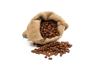 Coffee beans in canvas sack