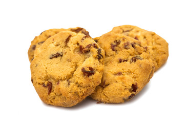cookies with cranberries and chocolate isolated