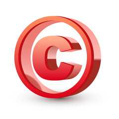 red glossy copyright symbol